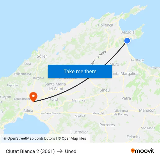 Ciutat Blanca 2 (3061) to Uned map