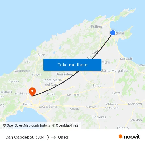 Can Capdebou (3041) to Uned map