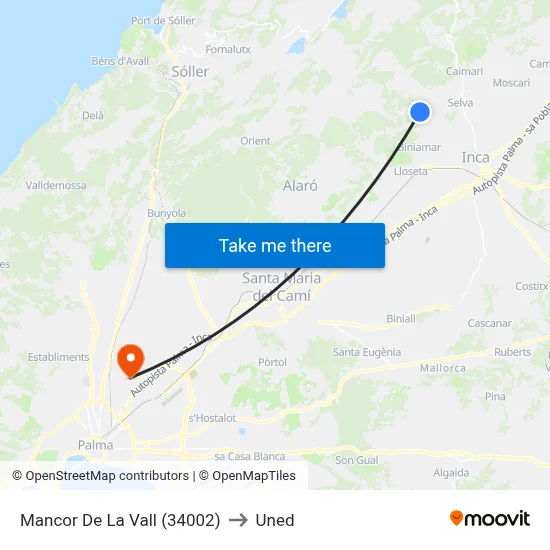 Mancor De La Vall (34002) to Uned map