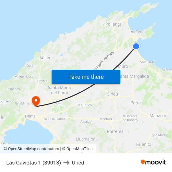 Las Gaviotas 1 (39013) to Uned map