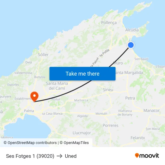 Ses Fotges 1 (39020) to Uned map