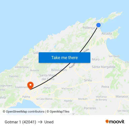 Gotmar 1 (42041) to Uned map