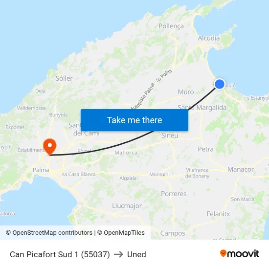 Can Picafort Sud 1 (55037) to Uned map