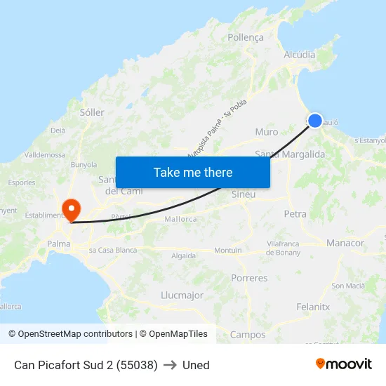 Can Picafort Sud 2 (55038) to Uned map