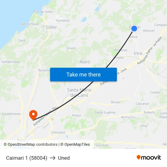 Caimari 1 (58004) to Uned map