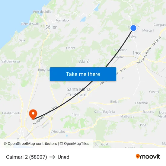 Caimari 2 (58007) to Uned map