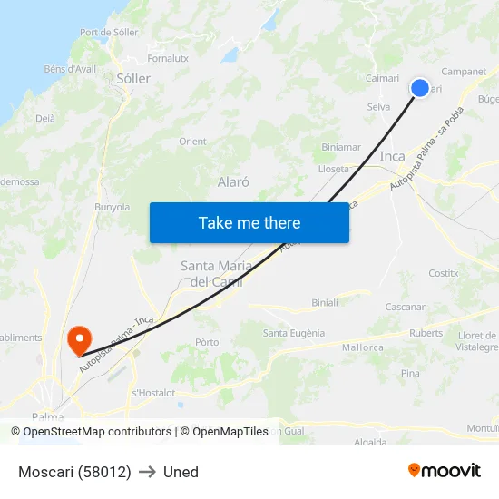 Moscari (58012) to Uned map