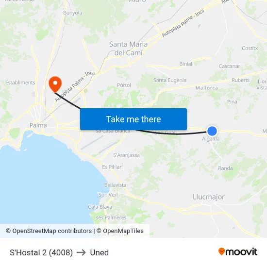 S'Hostal 2 (4008) to Uned map
