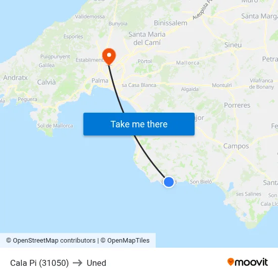Cala Pi (31050) to Uned map