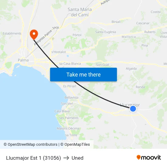 Llucmajor Est 1 (31056) to Uned map