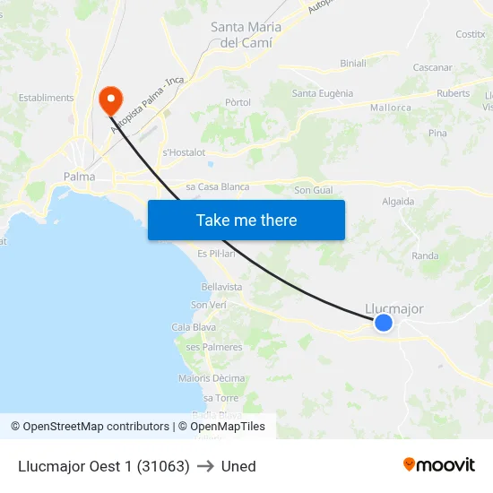 Llucmajor Oest 1 (31063) to Uned map