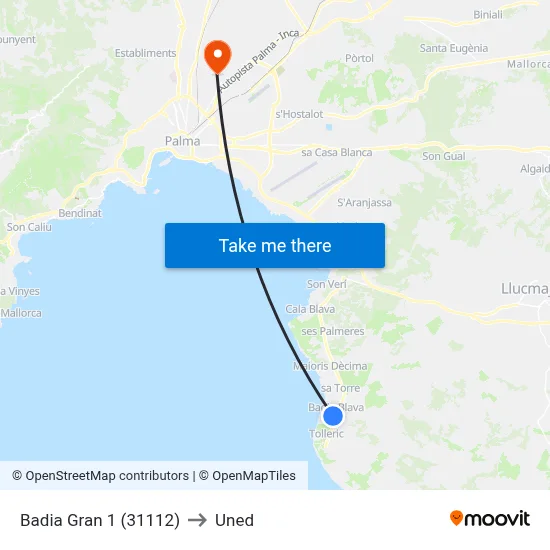 Badia Gran 1 (31112) to Uned map