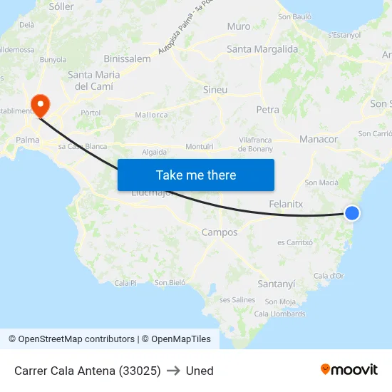 Carrer Cala Antena (33025) to Uned map