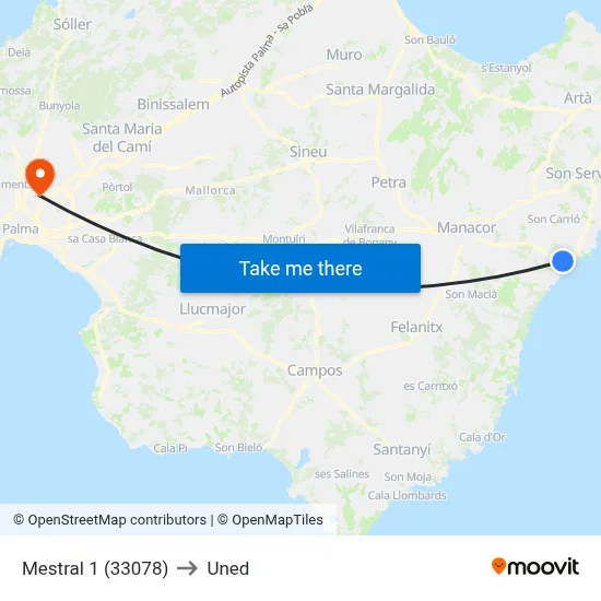 Mestral 1 (33078) to Uned map