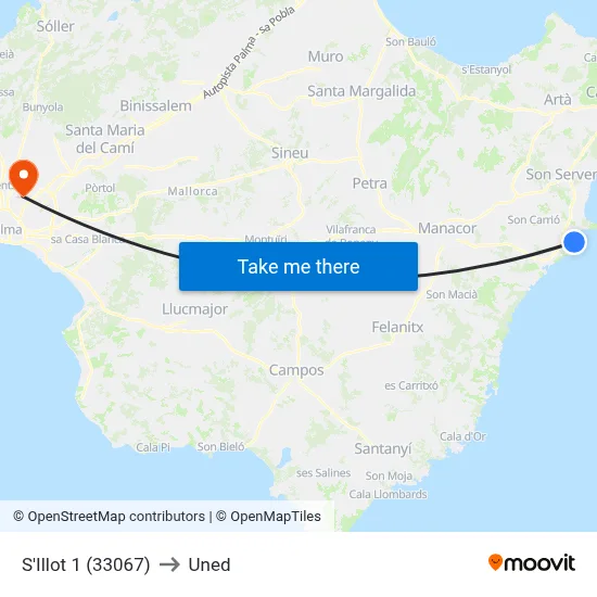 S'Illot 1 (33067) to Uned map