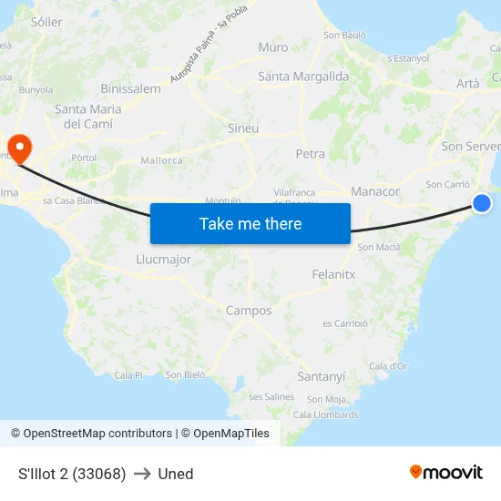 S'Illot 2 (33068) to Uned map