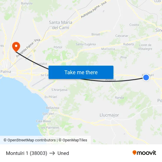 Montuïri 1 (38003) to Uned map