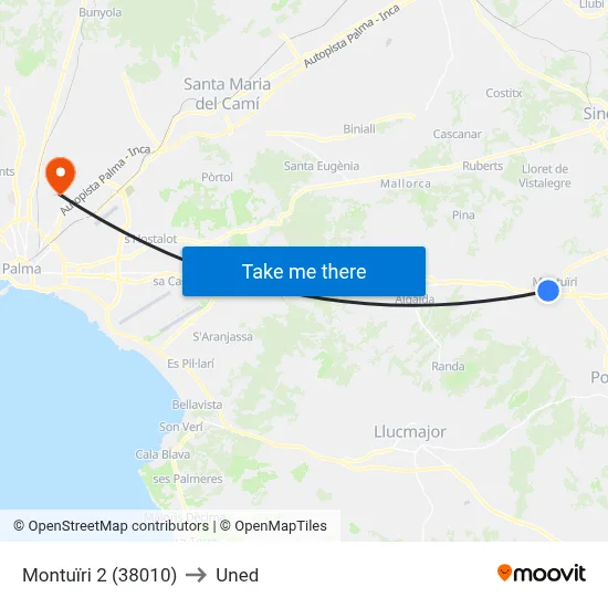 Montuïri 2 (38010) to Uned map