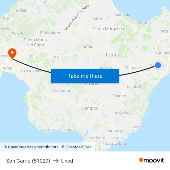 Son Carrió (51029) to Uned map