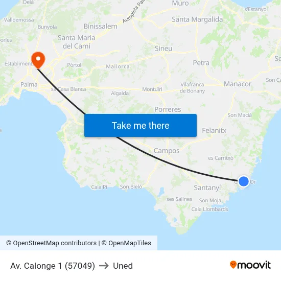 Av. Calonge 1 (57049) to Uned map