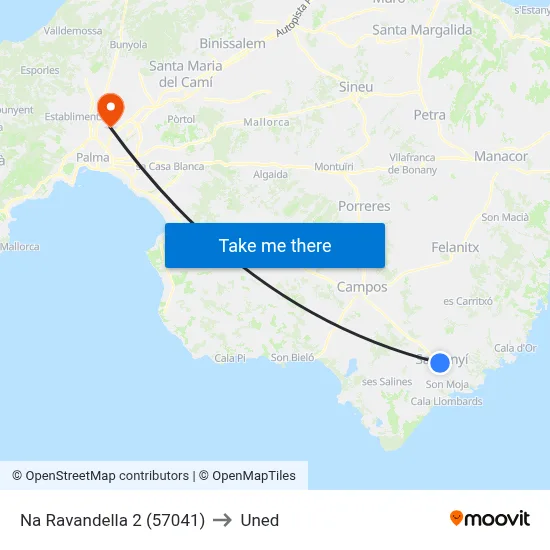 Na Ravandella 2 (57041) to Uned map