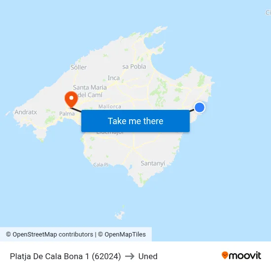 Platja De Cala Bona 1 (62024) to Uned map