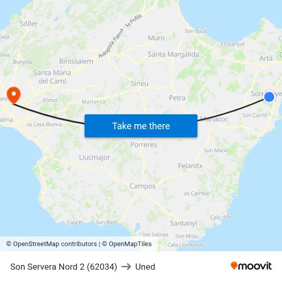 Son Servera Nord 2 (62034) to Uned map