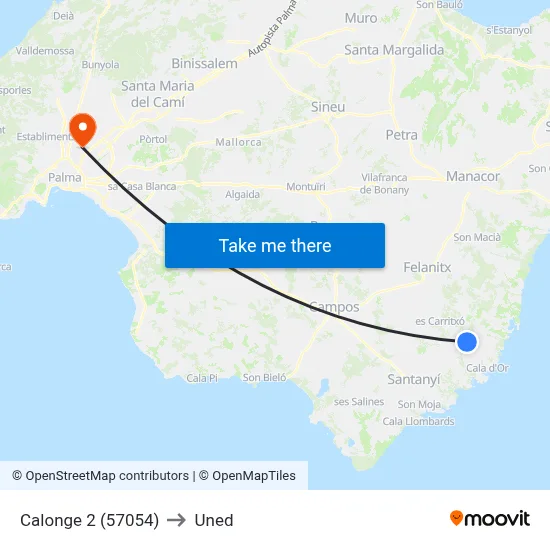 Calonge 2 (57054) to Uned map