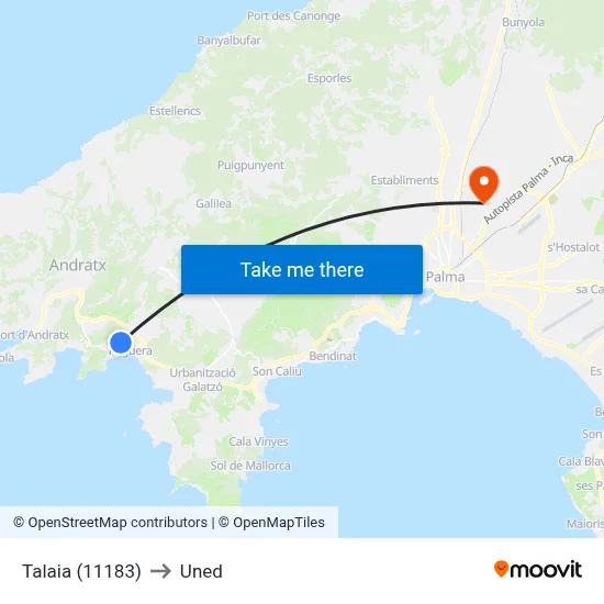 Talaia (11183) to Uned map