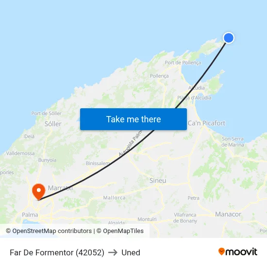 Far De Formentor (42052) to Uned map