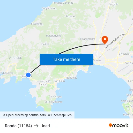 Ronda (11184) to Uned map