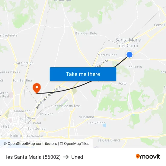 Ies Santa Maria (56002) to Uned map