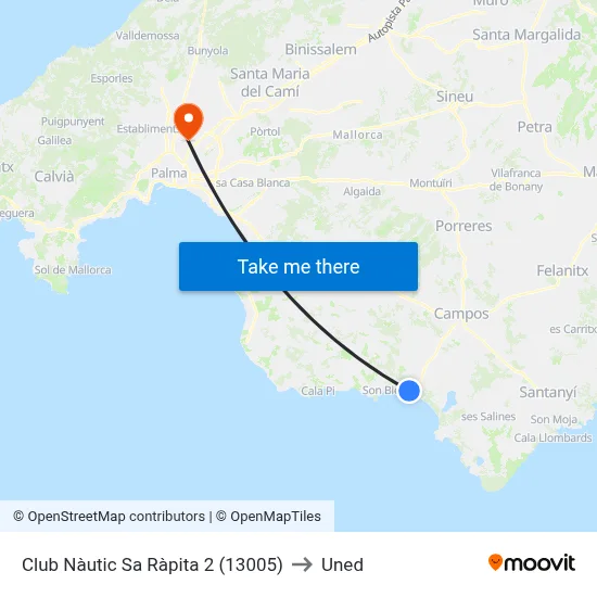 Club Nàutic Sa Ràpita 2 (13005) to Uned map