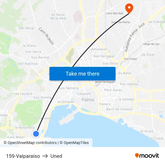 159-Valparaíso to Uned map