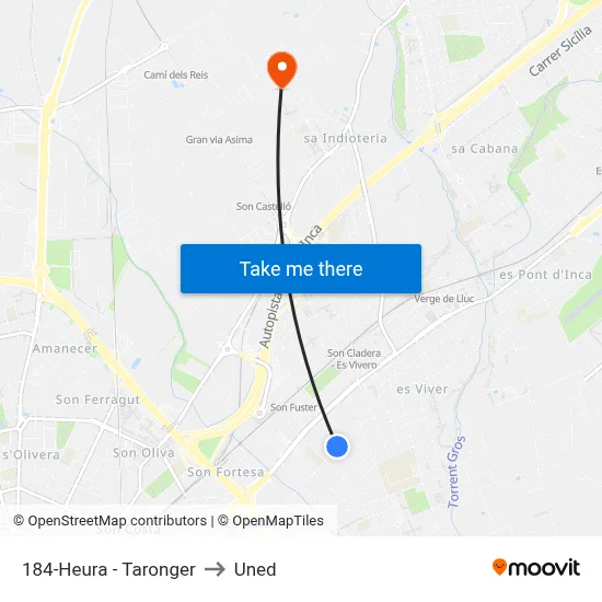 184-Heura - Taronger to Uned map