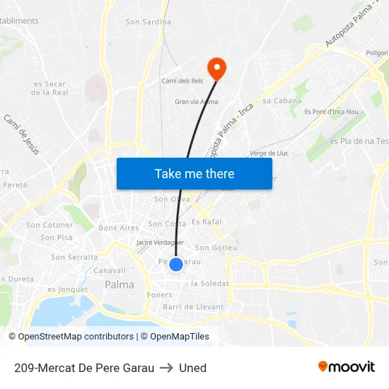 209-Mercat De Pere Garau to Uned map