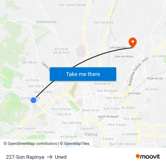 227-Son Rapinya to Uned map