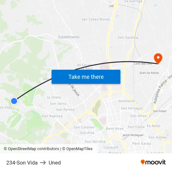 234-Son Vida to Uned map