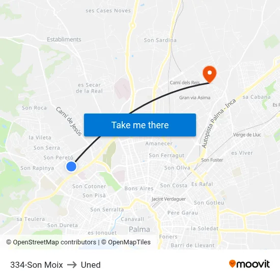 334-Son Moix to Uned map