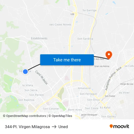 344-Pl. Virgen Milagrosa to Uned map