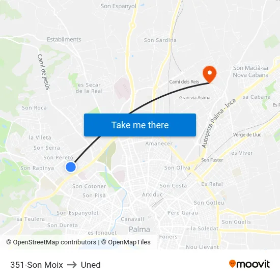 351-Son Moix to Uned map