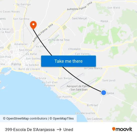 399-Escola De S'Aranjassa to Uned map