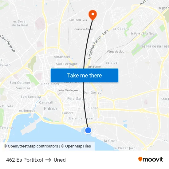 462-Es Portitxol to Uned map