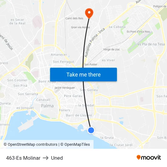 463-Es Molinar to Uned map