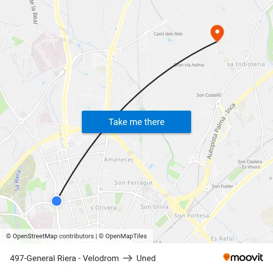 497-General Riera - Velodrom to Uned map