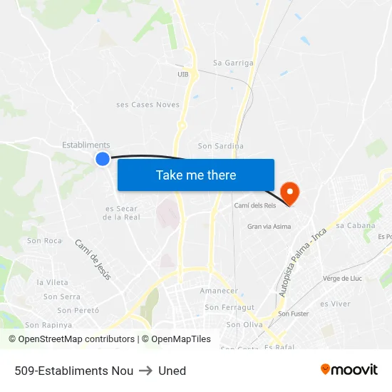 509-Establiments Nou to Uned map