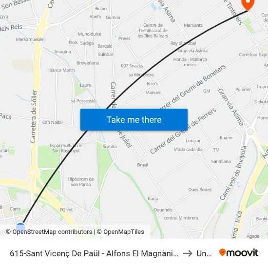 615-Sant Vicenç De Paül - Alfons El Magnànim to Uned map