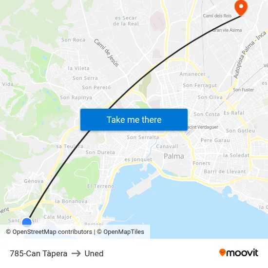 785-Can Tàpera to Uned map