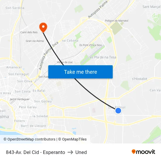843-Av. Del Cid - Esperanto to Uned map