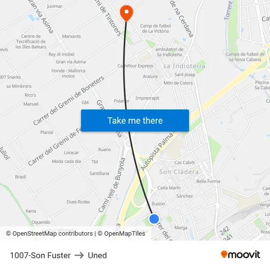 1007-Son Fuster to Uned map